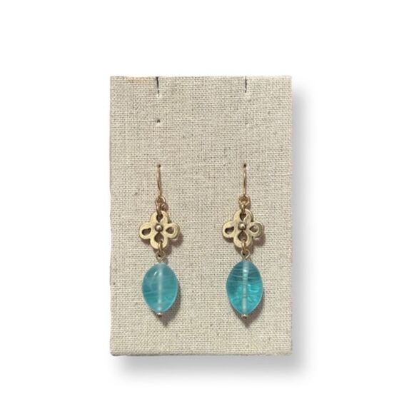 🤯5/$20🤯 NEW Gold Aquamarine Dangle Earrings - Picture 1 of 2
